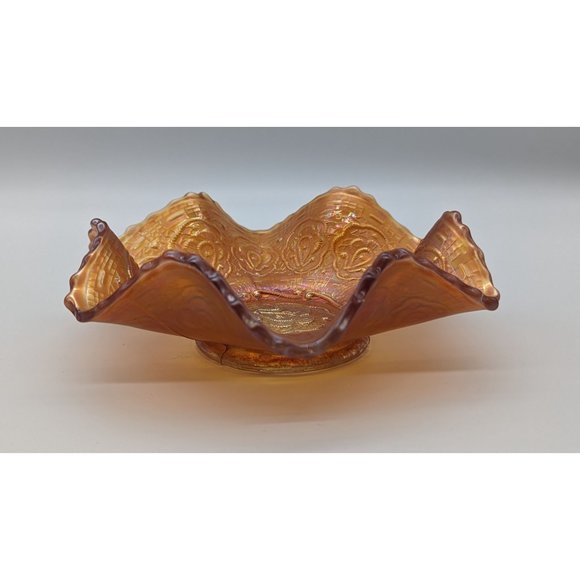 Vintage Fenton persian medallion small carnival glass dish rare marigold - Picture 3 of 16